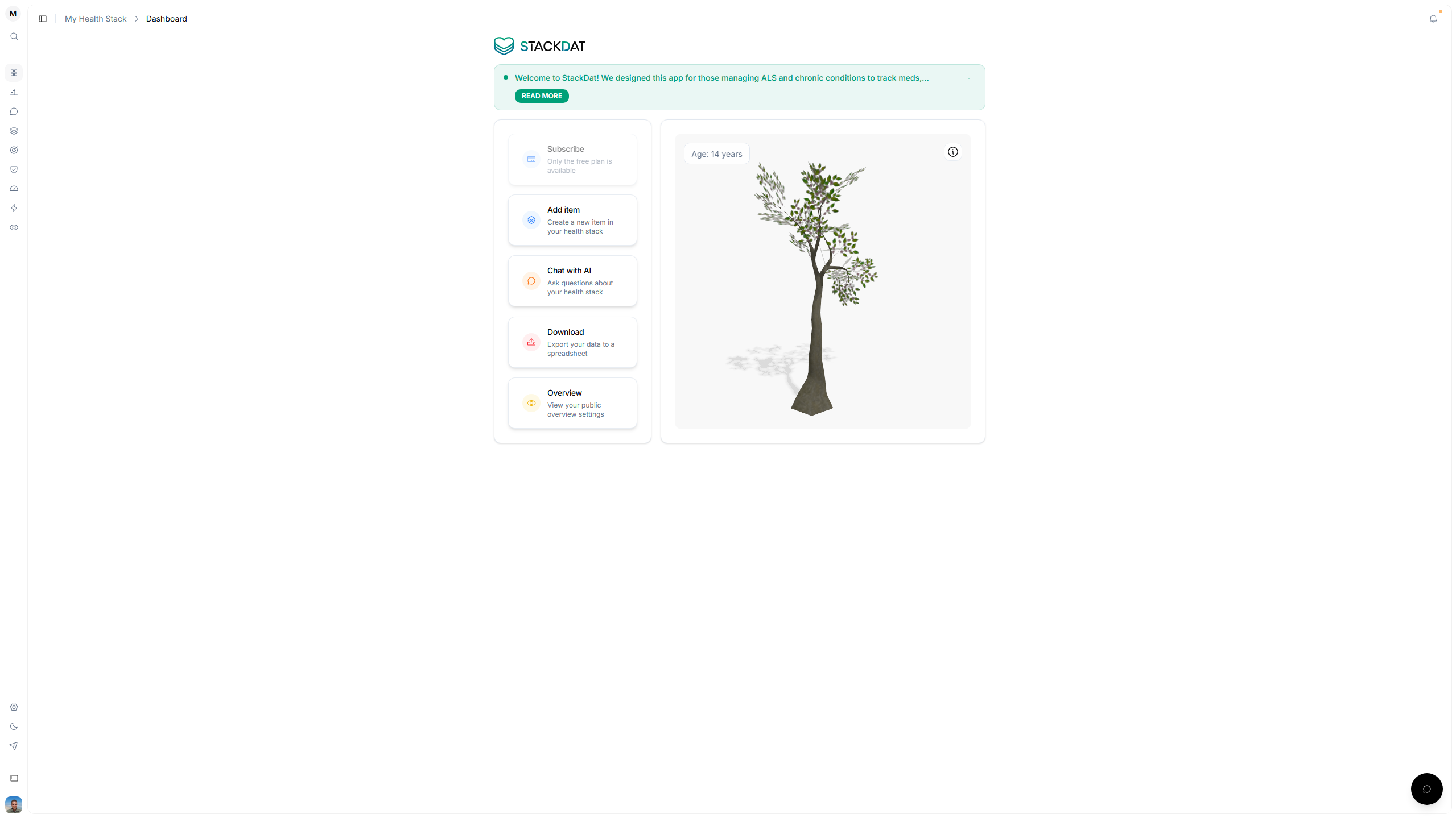 StackDat dashboard screenshot