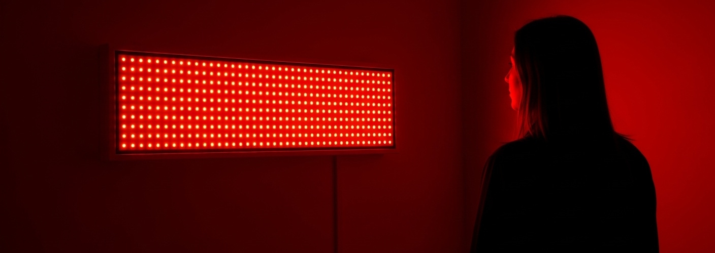 Red light therapy setup showing a home treatment room